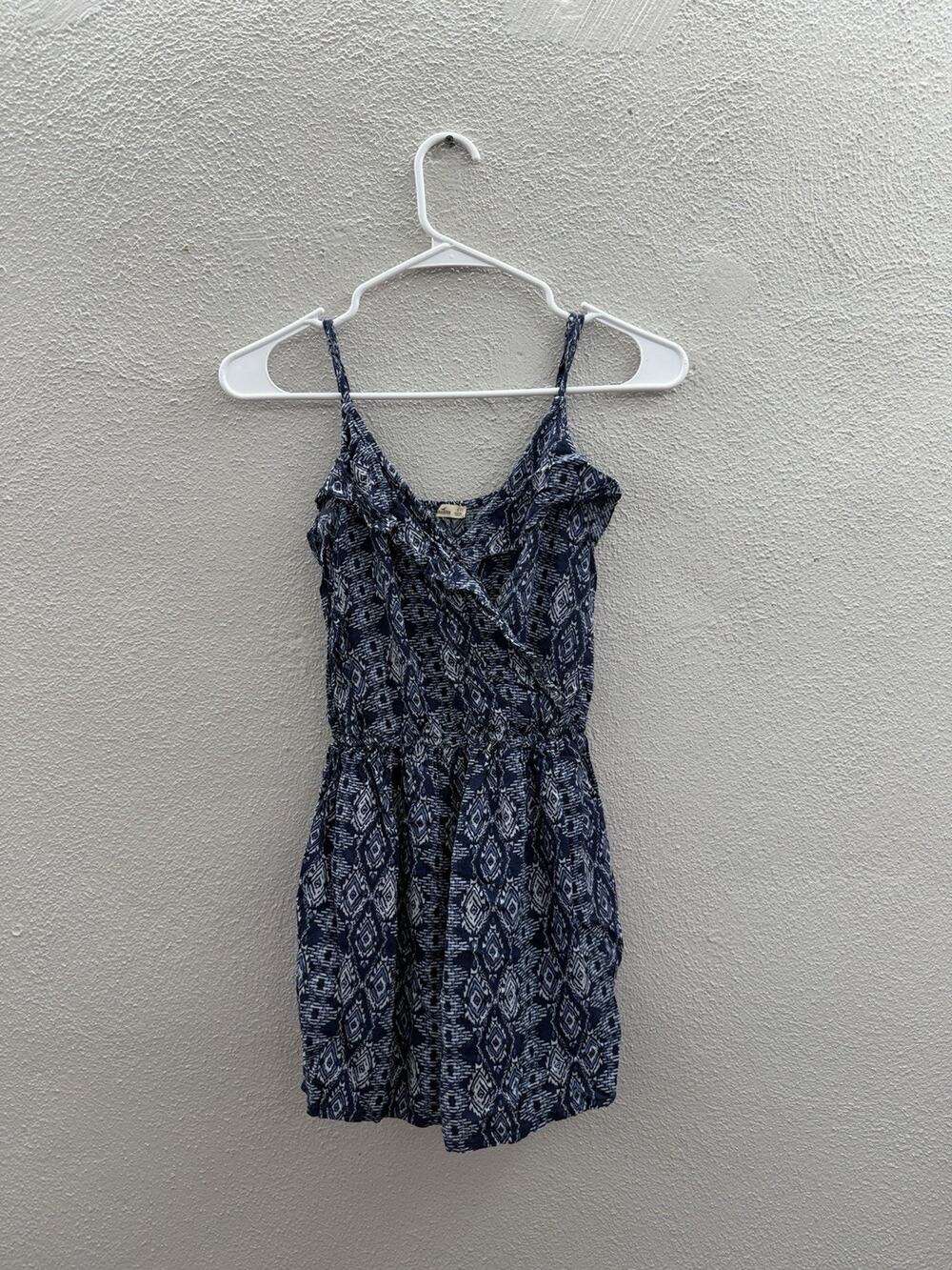 Hollister Womens Romper Size Small Blue White Sleeveless